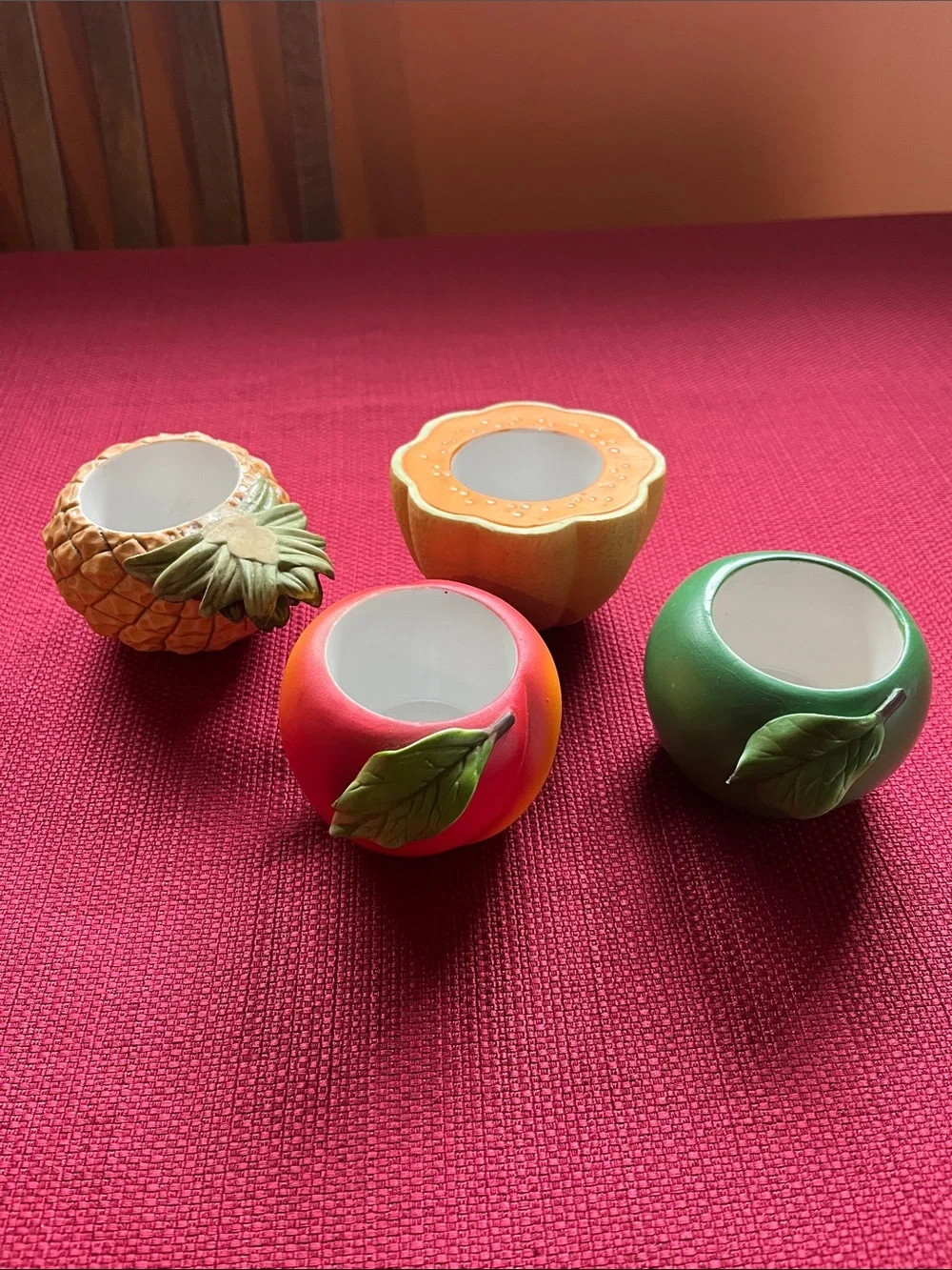 PartyLite Fruit-Shaped Ceramic Tealight Holders - Set of 4